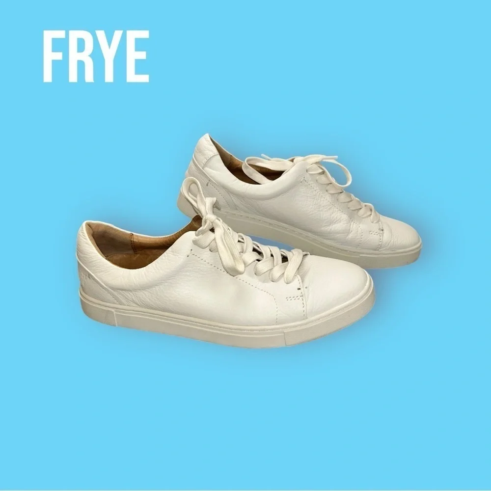 Frye Women's Tumbled Leather Ivy Low Lace Sneakers White Size 9 M